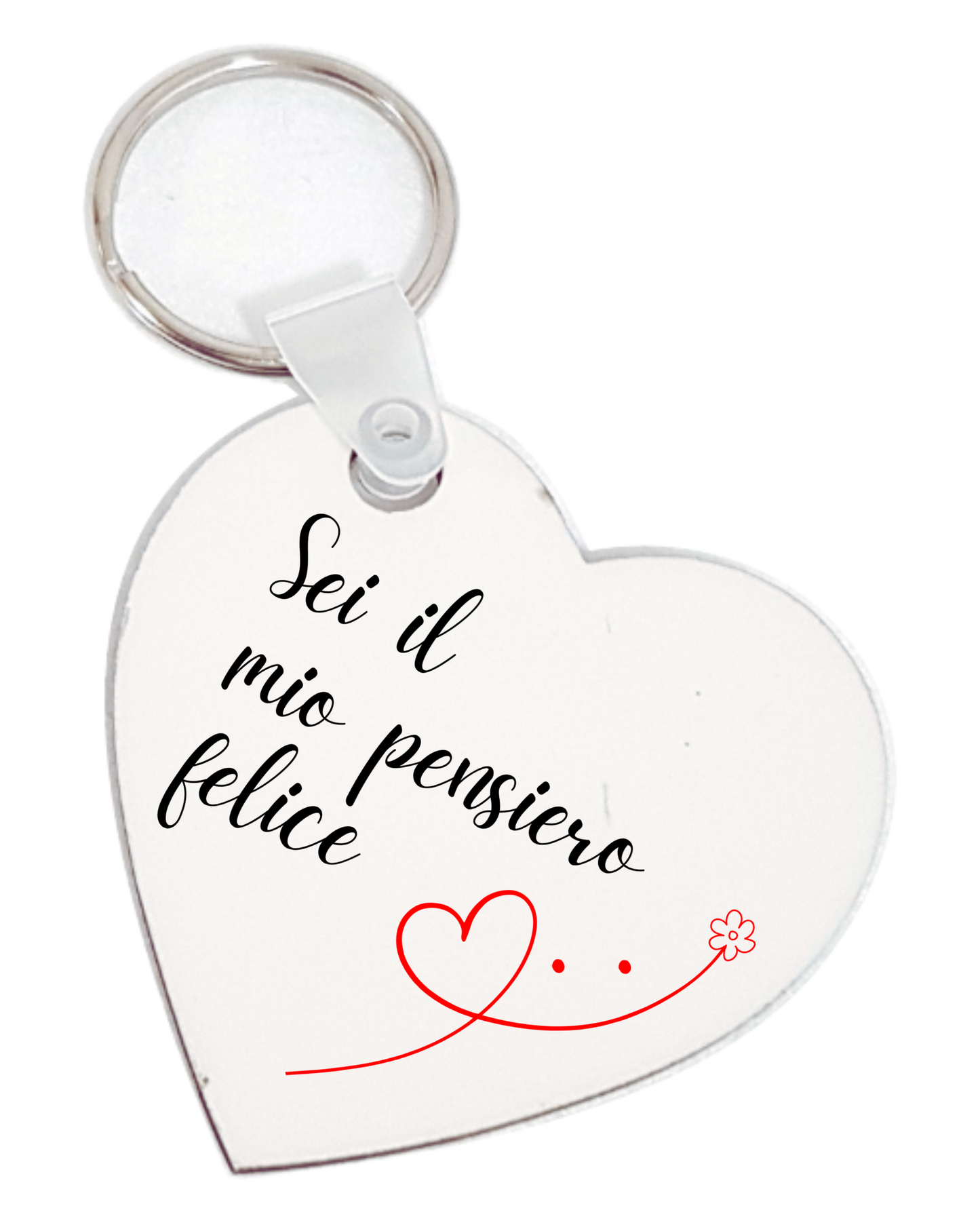Portachiavi MDF cuore "Pensiero felice"