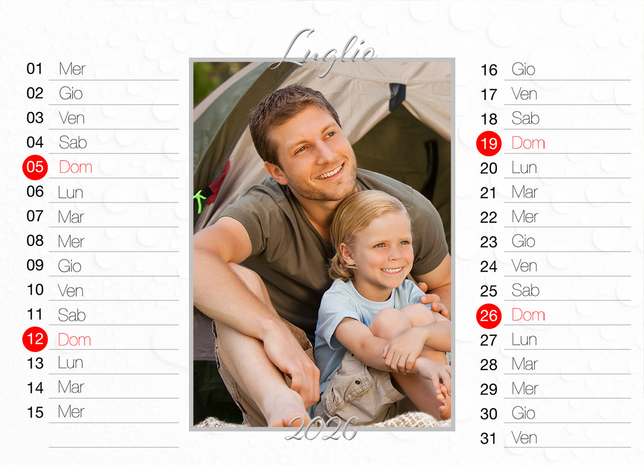 Calendario da tavolo fotografico per scrivere