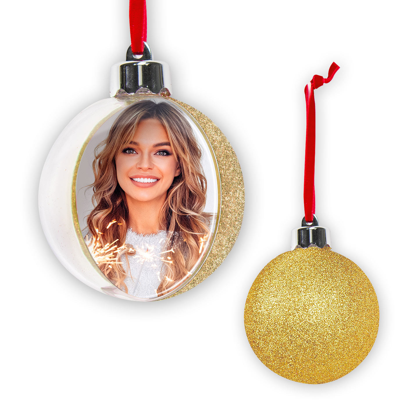 Palla di Natale Glitter con foto 10x10