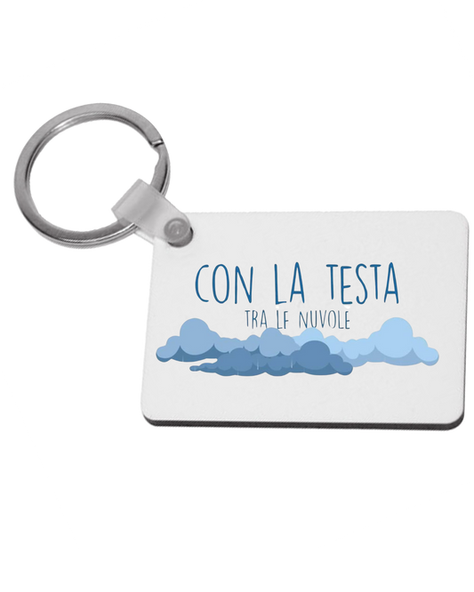 Portachiavi MDF rettangolare "Testa tra le nuvole"